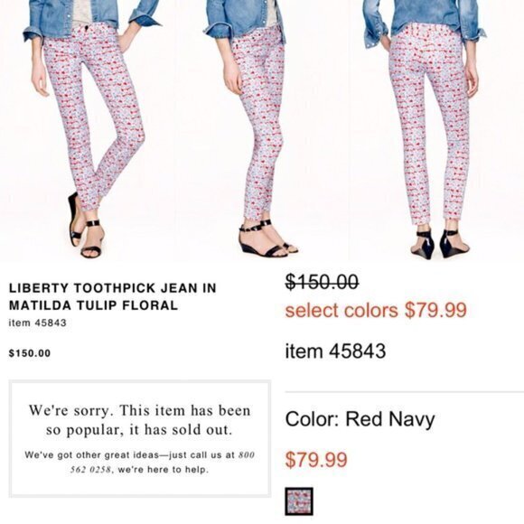 Liberty Toothpick Jean in Matilda Tulip Floral - Picture 2 of 9